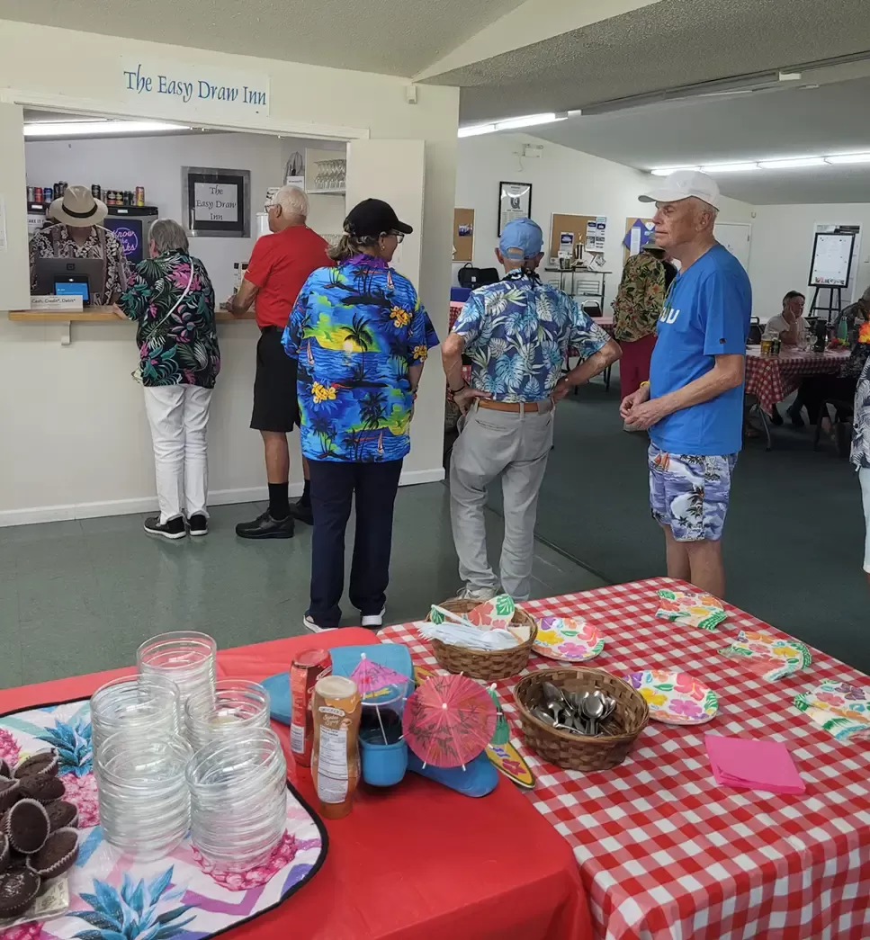 Enjoying time together indoors on Hawaiian Day